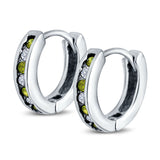 Eternity Huggie Hoop Earrings Channel Round Simulated CZ 925 Sterling Silver (16mm)