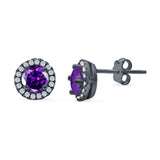Wedding Stud Earrings Simulated Round CZ 925 Sterling Silver