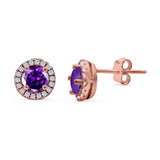 Wedding Stud Earrings Simulated Round CZ 925 Sterling Silver