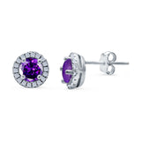 Wedding Stud Earrings Simulated Round CZ 925 Sterling Silver