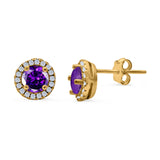 Wedding Stud Earrings Simulated Round CZ 925 Sterling Silver