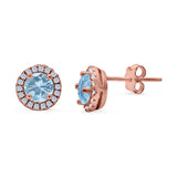 Wedding Stud Earrings Simulated Round CZ 925 Sterling Silver
