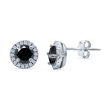 Wedding Stud Earrings Simulated Round CZ 925 Sterling Silver