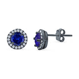 Wedding Stud Earrings Simulated Round CZ 925 Sterling Silver