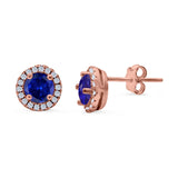Wedding Stud Earrings Simulated Round CZ 925 Sterling Silver