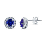 Wedding Stud Earrings Simulated Round CZ 925 Sterling Silver
