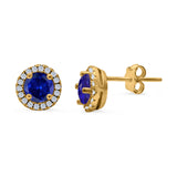 Wedding Stud Earrings Simulated Round CZ 925 Sterling Silver