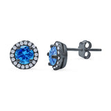 Wedding Stud Earrings Simulated Round CZ 925 Sterling Silver