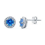 Wedding Stud Earrings Simulated Round CZ 925 Sterling Silver