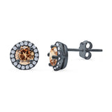 Wedding Stud Earrings Simulated Round CZ 925 Sterling Silver