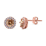 Wedding Stud Earrings Simulated Round CZ 925 Sterling Silver