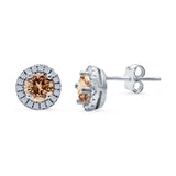 Wedding Stud Earrings Simulated Round CZ 925 Sterling Silver