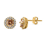 Wedding Stud Earrings Simulated Round CZ 925 Sterling Silver