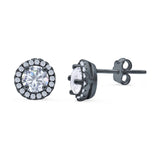 Wedding Stud Earrings Simulated Round CZ 925 Sterling Silver