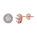 Wedding Stud Earrings Simulated Round CZ 925 Sterling Silver