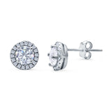 Wedding Stud Earrings Simulated Round CZ 925 Sterling Silver
