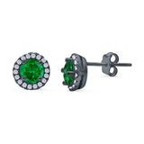Wedding Stud Earrings Simulated Round CZ 925 Sterling Silver