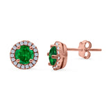 Wedding Stud Earrings Simulated Round CZ 925 Sterling Silver