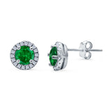 Wedding Stud Earrings Simulated Round CZ 925 Sterling Silver