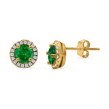 Wedding Stud Earrings Simulated Round CZ 925 Sterling Silver