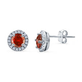 Wedding Stud Earrings Simulated Round CZ 925 Sterling Silver