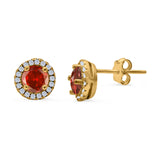 Wedding Stud Earrings Simulated Round CZ 925 Sterling Silver