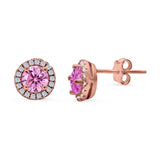 Wedding Stud Earrings Simulated Round CZ 925 Sterling Silver