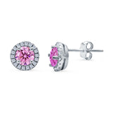 Wedding Stud Earrings Simulated Round CZ 925 Sterling Silver