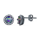 Wedding Stud Earrings Simulated Round CZ 925 Sterling Silver