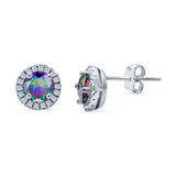 Wedding Stud Earrings Simulated Round CZ 925 Sterling Silver