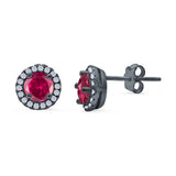 Wedding Stud Earrings Simulated Round CZ 925 Sterling Silver