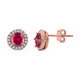 Wedding Stud Earrings Simulated Round CZ 925 Sterling Silver