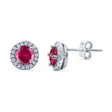 Wedding Stud Earrings Simulated Round CZ 925 Sterling Silver