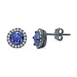 Wedding Stud Earrings Simulated Round CZ 925 Sterling Silver