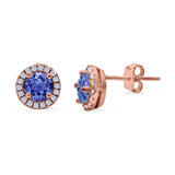 Wedding Stud Earrings Simulated Round CZ 925 Sterling Silver