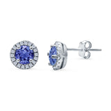 Wedding Stud Earrings Simulated Round CZ 925 Sterling Silver