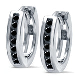 Half Eternity Hoop Earrings Round Simulated CZ 925 Sterling Silver (11mm)