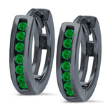 Half Eternity Hoop Earrings Round Simulated CZ 925 Sterling Silver (11mm)