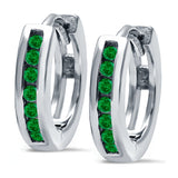 Half Eternity Hoop Earrings Round Simulated CZ 925 Sterling Silver (11mm)