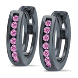 Half Eternity Hoop Earrings Round Simulated CZ 925 Sterling Silver (11mm)