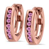 Half Eternity Hoop Earrings Round Simulated CZ 925 Sterling Silver (11mm)