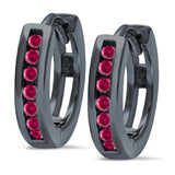 Half Eternity Hoop Earrings Round Simulated CZ 925 Sterling Silver (11mm)
