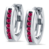 Half Eternity Hoop Earrings Round Simulated CZ 925 Sterling Silver (11mm)