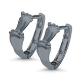 Baby Feet Design Hoop Huggie Earrings 925 Sterling Silver