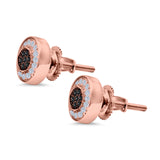 Micro Pave Stud Earrings Round Simulated CZ 925 Sterling Silver