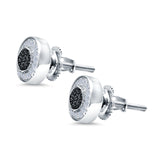 Micro Pave Stud Earrings Round Simulated CZ 925 Sterling Silver
