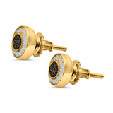 Micro Pave Stud Earrings Round Simulated CZ 925 Sterling Silver