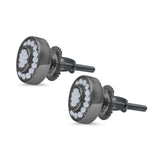 Micro Pave Stud Earrings Round Simulated CZ 925 Sterling Silver