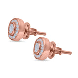 Micro Pave Stud Earrings Round Simulated CZ 925 Sterling Silver