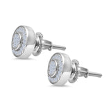 Micro Pave Stud Earrings Round Simulated CZ 925 Sterling Silver